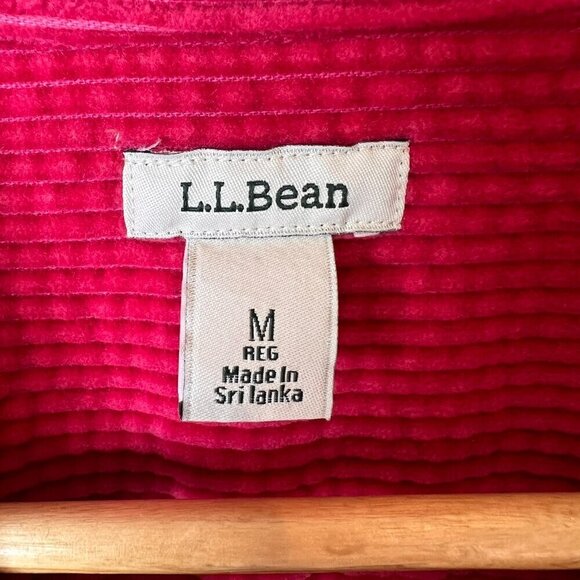 L.L. Bean Shacket Womens Size Medium Hot Pink Corduroy Button Down Cotton Fall - Picture 2 of 16